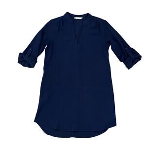 Nordstroms Lush Peacoat Navy Novak Split Neck 3/4 Sleeve Dress - SIZE M
